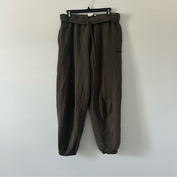 Aritzia Cozy Sweatfleece Mega Baggy Fold Over Jogger M Olive Green - Picture 1 of 8